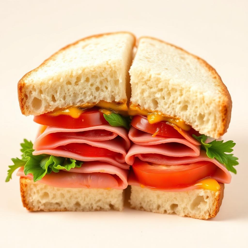 Ham Tomato Mustard Sandwich