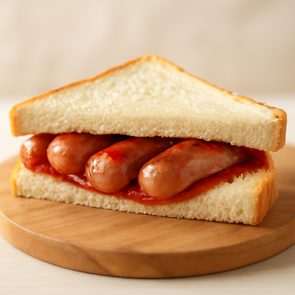 Sausage With Ketchup Sandwich