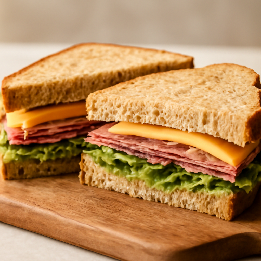 Smoked Salami Cheddar & Lettuce Sandwich